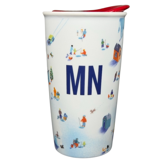 Local Collection Minnesota Tumbler Starbucks featuring colorful winter-themed illustrations
