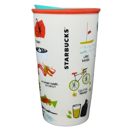 Starbucks Local Collection Seattle tumbler featuring vibrant local designs and colorful illustrations