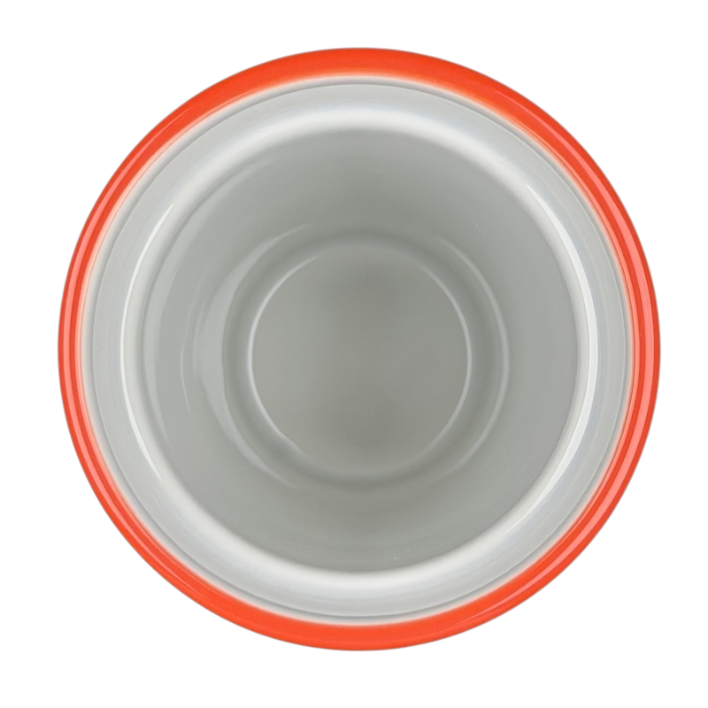 Inside view of Starbucks Local Collection Seattle tumbler in bright orange with smooth interior finish