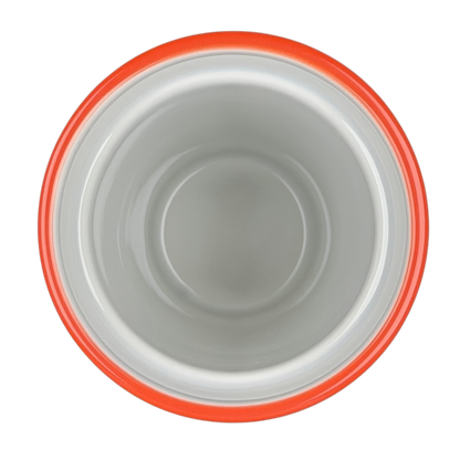 Inside view of Starbucks Local Collection Seattle tumbler in bright orange with smooth interior finish