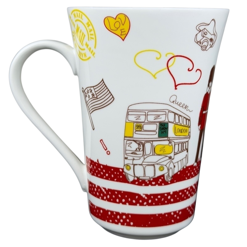 Starbucks London 87 mug featuring London bus and iconic symbols in colorful design