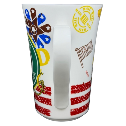 Starbucks London 87 mug featuring colorful designs and iconic symbols from London