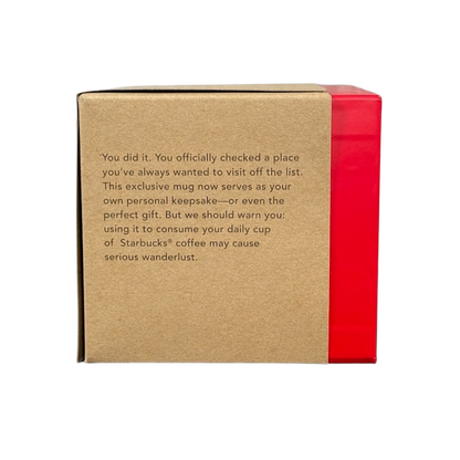 Starbucks Los Angeles holiday Been There Series mug packaging box with descriptive text on side