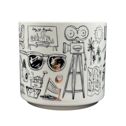 Starbucks Los Angeles holiday Been There Series mug with black and white city-themed illustrations