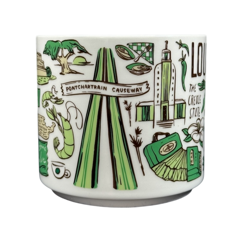 Starbucks Louisiana Been There mug featuring Pontchartrain Causeway and local Louisiana icons