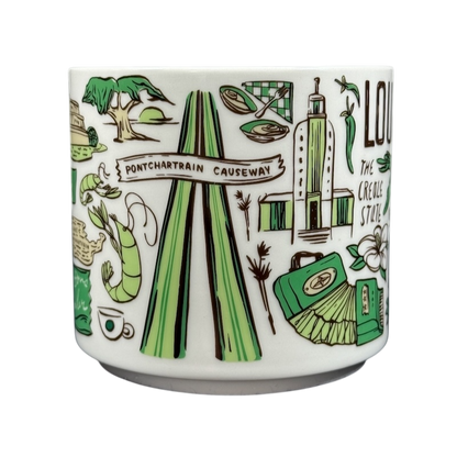 Starbucks Louisiana Been There mug featuring Pontchartrain Causeway and local Louisiana icons