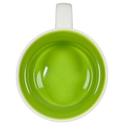 Top view of Starbucks Louisiana Been There mug with vibrant green interior and white handle