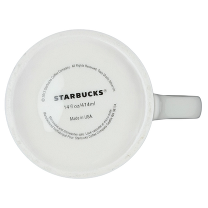 Bottom view of Made in Ohio Starbucks mug featuring the brand logo and capacity details