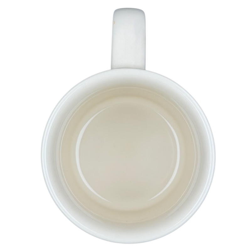 Top view of a plain ceramic cup, featuring the Made in Ohio Starbucks mug design.
