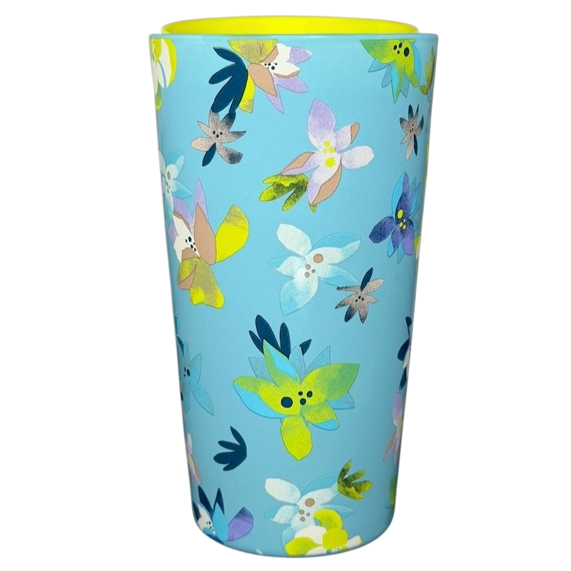 Starbucks Magnolia Flowers Blue Tumbler with colorful floral design and vibrant interior