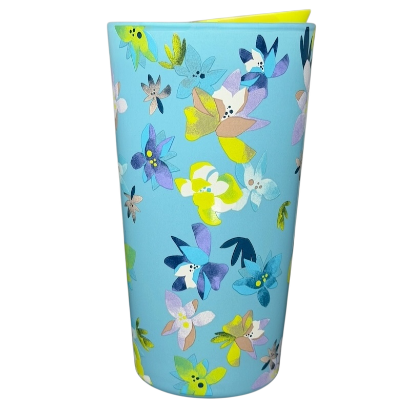 Starbucks Magnolia Flowers Blue Tumbler featuring a vibrant floral design on a blue background