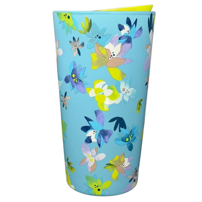 Starbucks Magnolia Flowers Blue Tumbler featuring a vibrant floral design on a blue background