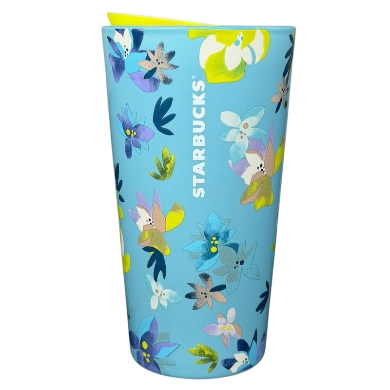 Starbucks Magnolia Flowers Blue Tumbler featuring a colorful floral design for stylish hydration