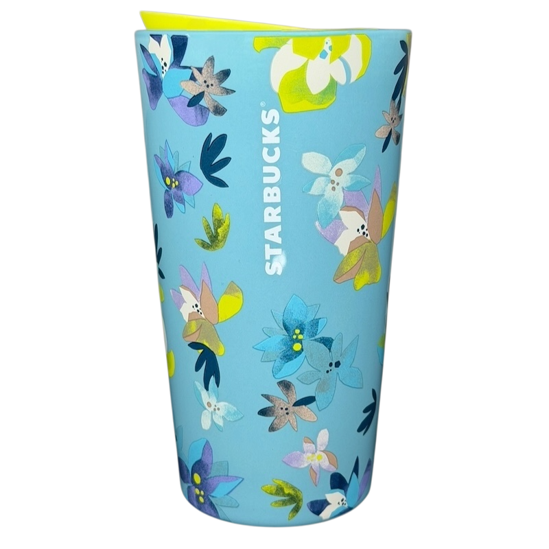 Starbucks Magnolia Flowers Blue Tumbler with Colorful Floral Design and Starbucks Logo
