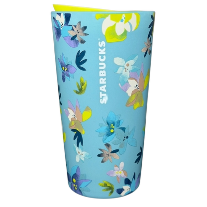 Starbucks Magnolia Flowers Blue Tumbler with Colorful Floral Design and Starbucks Logo