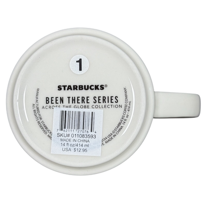 Bottom view of Starbucks Michigan Been There mug showing barcode and product details