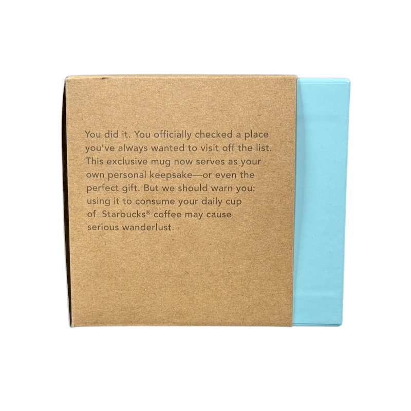 Starbucks Michigan Been There mug packaging with a brown sleeve and light blue box