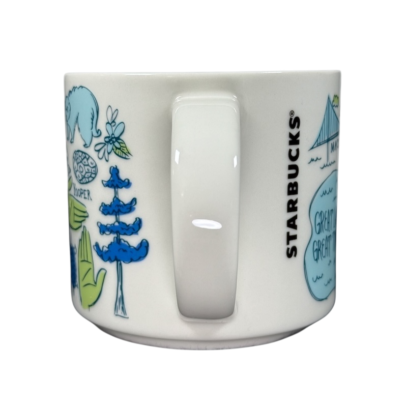 Starbucks Michigan Been There mug with colorful state-themed illustrations and white handle