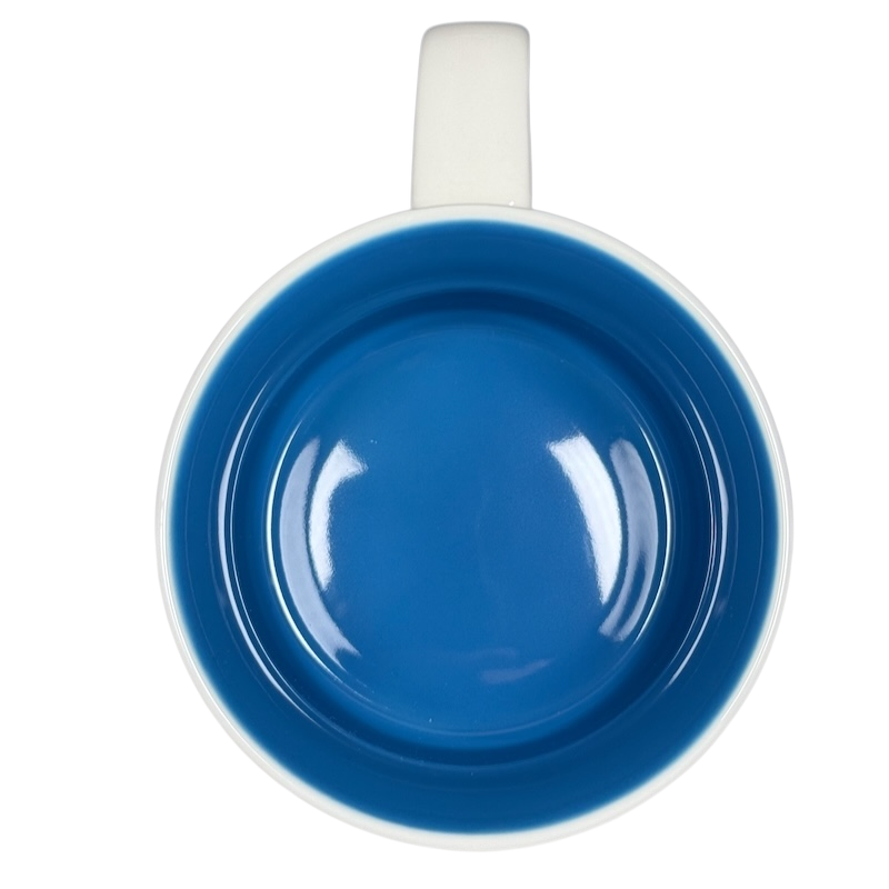 Top view of Starbucks Michigan Been There mug showing blue interior and white handle