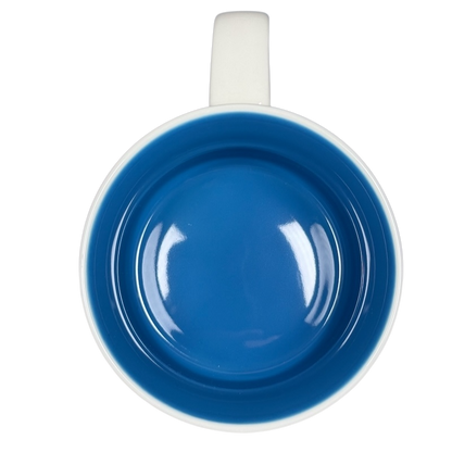 Top view of Starbucks Michigan Been There mug showing blue interior and white handle