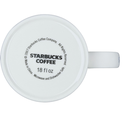 Bottom view of Starbucks Nashville Architect Series vintage mug showcasing 18 fl oz capacity
