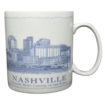 Starbucks Nashville Architect Series vintage mug featuring a skyline illustration of Nashville