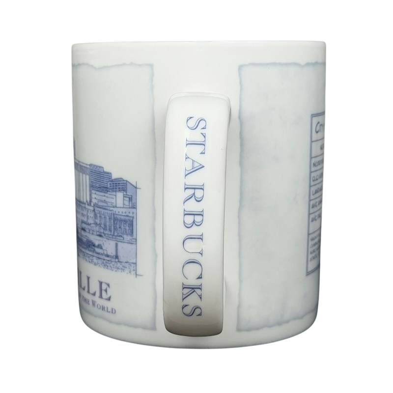 Starbucks Nashville Architect Series vintage mug featuring iconic Nashville architecture and a smooth white finish