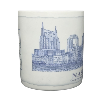 Starbucks Nashville Architect Series vintage mug featuring a detailed city skyline design