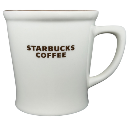New Bone China White Mug with Brown Font and Interior 2009 Starbucks