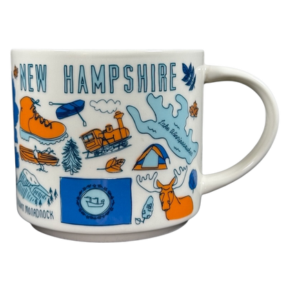 Starbucks New Hampshire Been There mug featuring iconic state symbols and outdoor elements