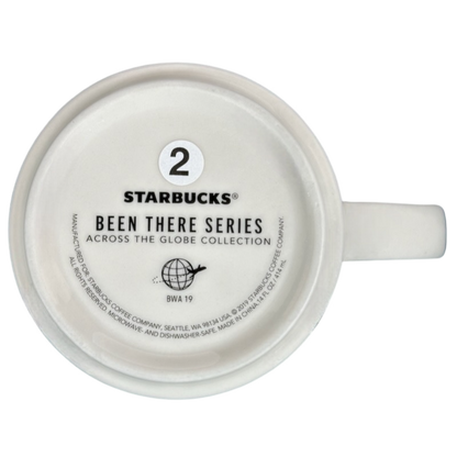 Bottom view of Starbucks Phoenix Been There mug showing brand and series details in white ceramic