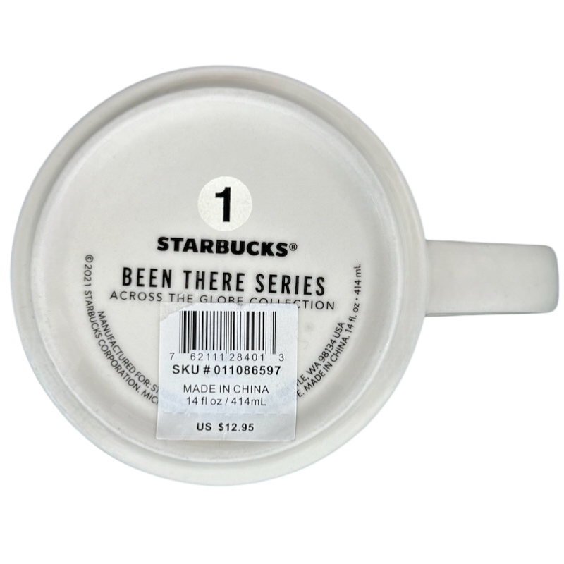 Bottom view of Starbucks Phoenix Been There mug showing logo and product details with handle on side