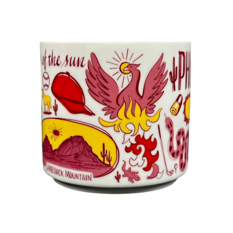 Starbucks Phoenix Been There mug featuring colorful desert and phoenix illustrations on white ceramic