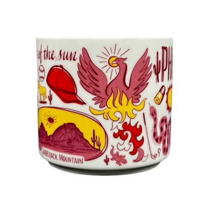 Starbucks Phoenix Been There mug featuring colorful desert and phoenix illustrations on white ceramic