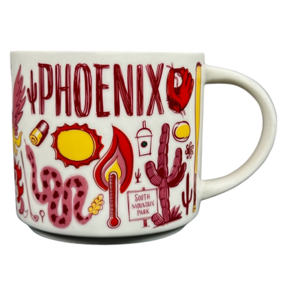 Starbucks Phoenix Been There mug featuring colorful desert-themed illustrations and landmarks