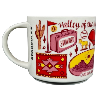 Starbucks Phoenix Been There mug white ceramic with colorful Valley of the Sun and desert designs