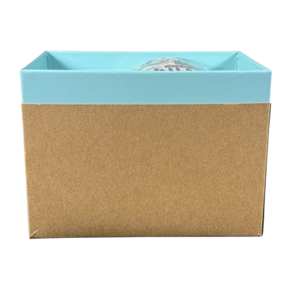 Rare Starbucks 2019 West Virginia mug partially visible inside a blue and brown gift box