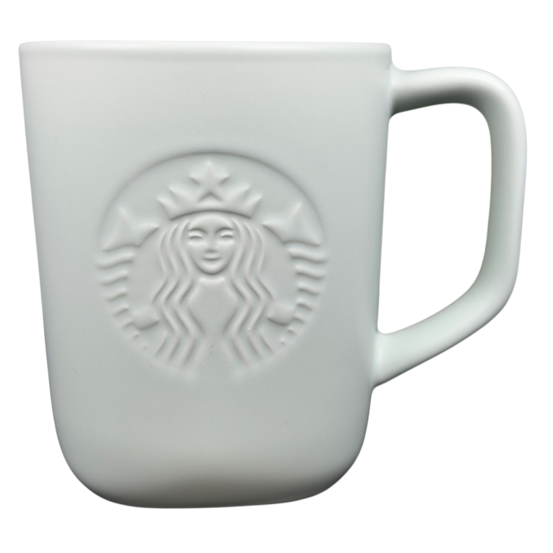 Elegant recycled ceramic Starbucks mug featuring embossed logo and comfortable handle