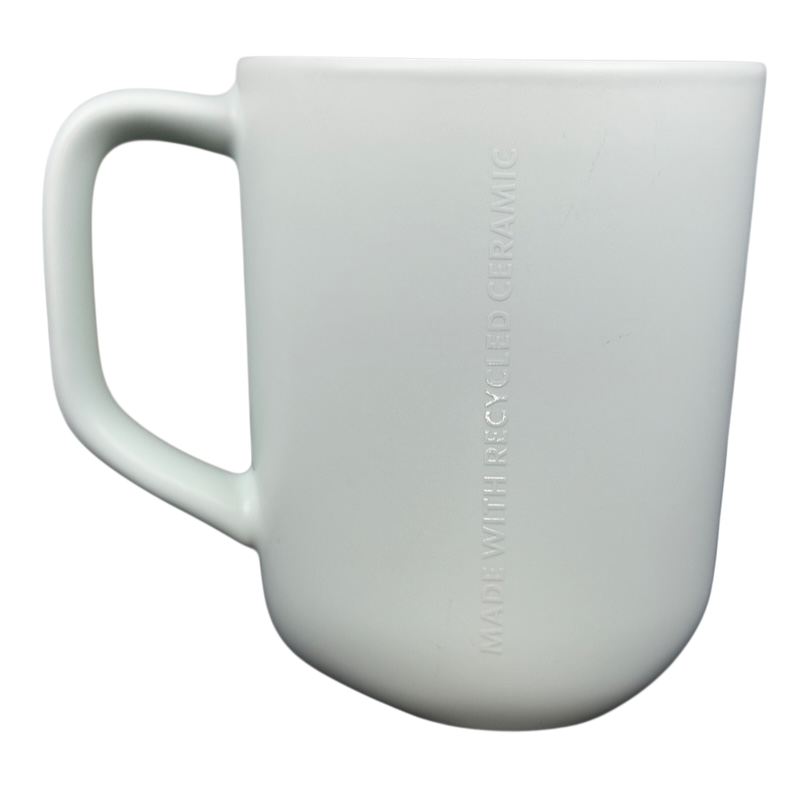 Simple white recycled ceramic Starbucks mug featuring a smooth matte finish