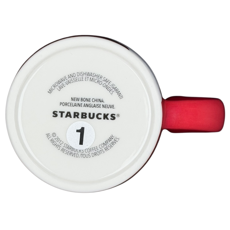 Starbucks Red Fox tail handle Mug 2012 with a red handle and smooth white interior
