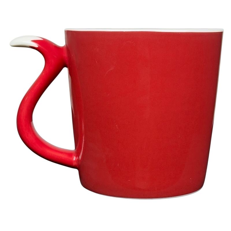 Starbucks Red Fox tail handle Mug 2012 in bright red with a unique fox tail shaped handle