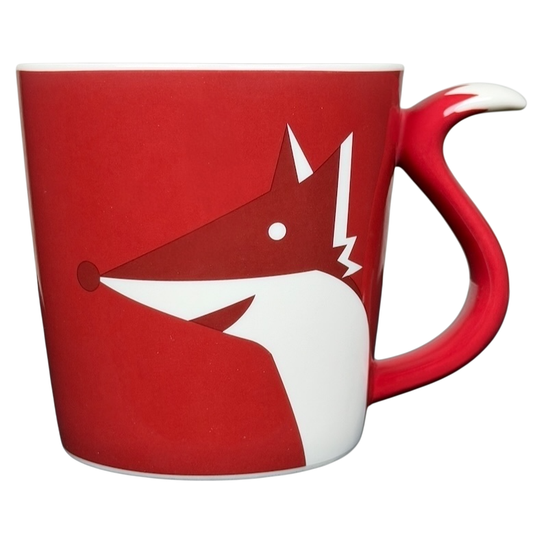 Starbucks Red Fox tail handle Mug 2012 with playful fox design and unique handle shape