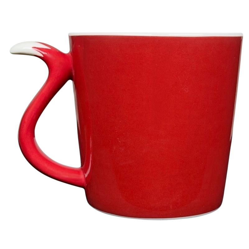 Starbucks Red Fox tail handle Mug 2012 in bright red ceramic with unique handle design