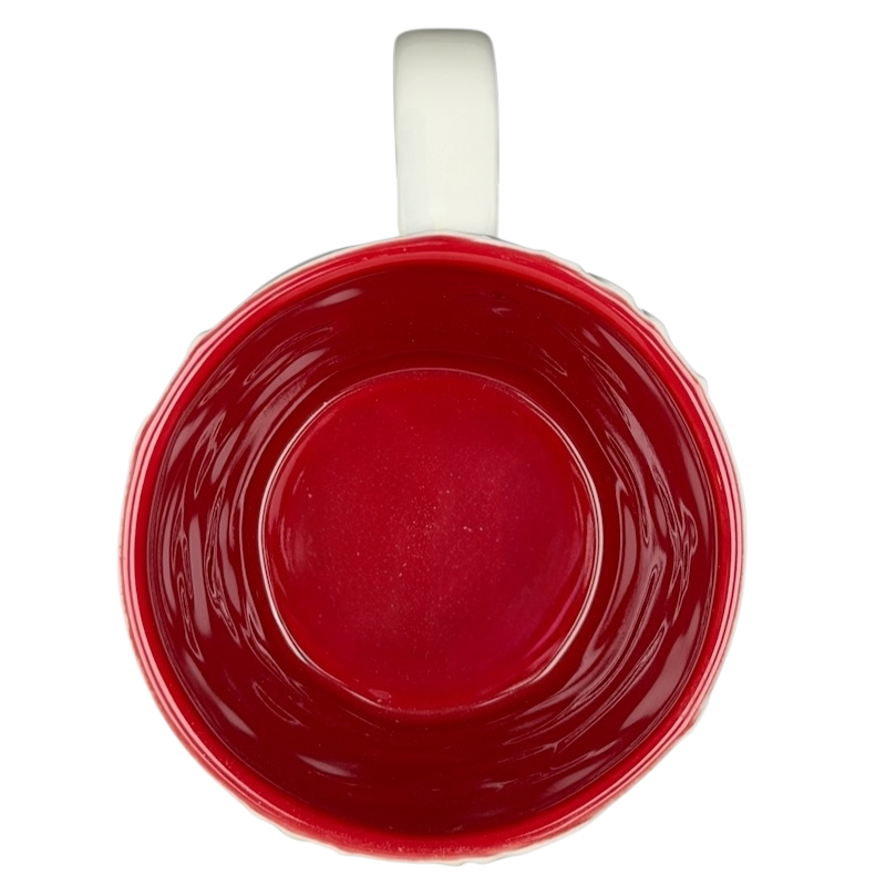 Inside view of a vibrant red Reindeer Mug Starbucks with a smooth finish