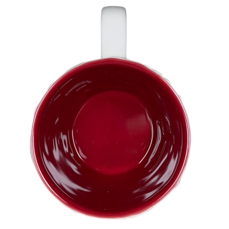 Top view of a Reindeer Mug Starbucks in red with a smooth glossy finish