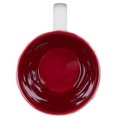 Top view of a Reindeer Mug Starbucks in red with a smooth glossy finish