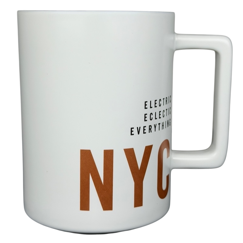 Starbucks Reserve Roastery NYC mug in white with trendy typography design