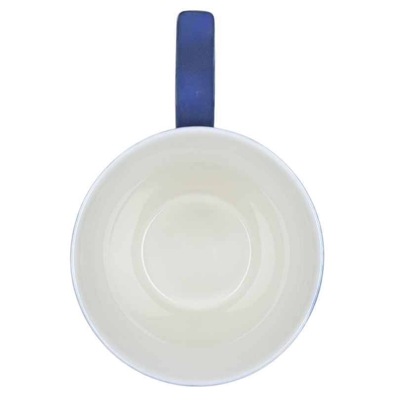 Top view of Starbucks Rococo Slate Blue collectible mug with a smooth white interior