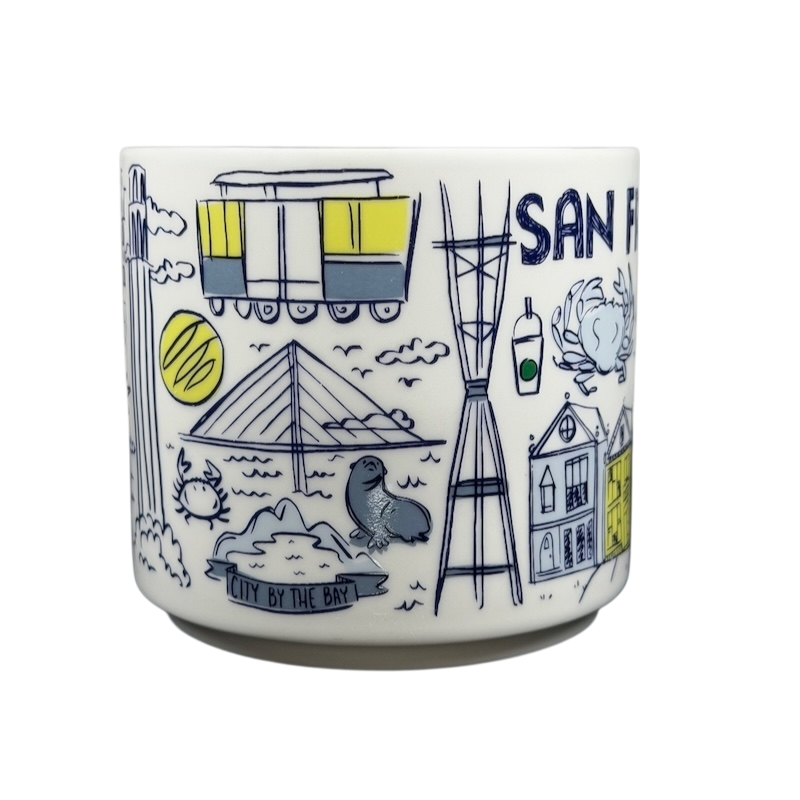 Starbucks San Francisco Been There mug featuring iconic city landmarks and colorful illustrations