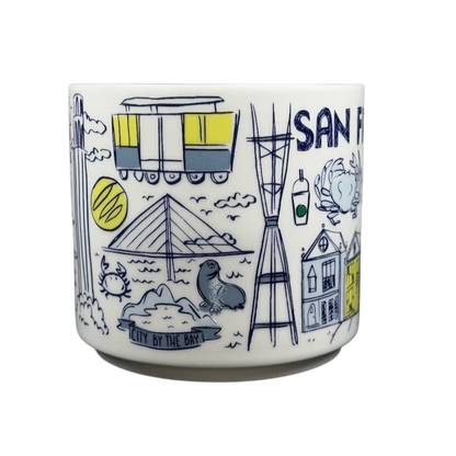 Starbucks San Francisco Been There mug featuring iconic city landmarks and colorful illustrations